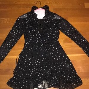 Black wrap star print dress